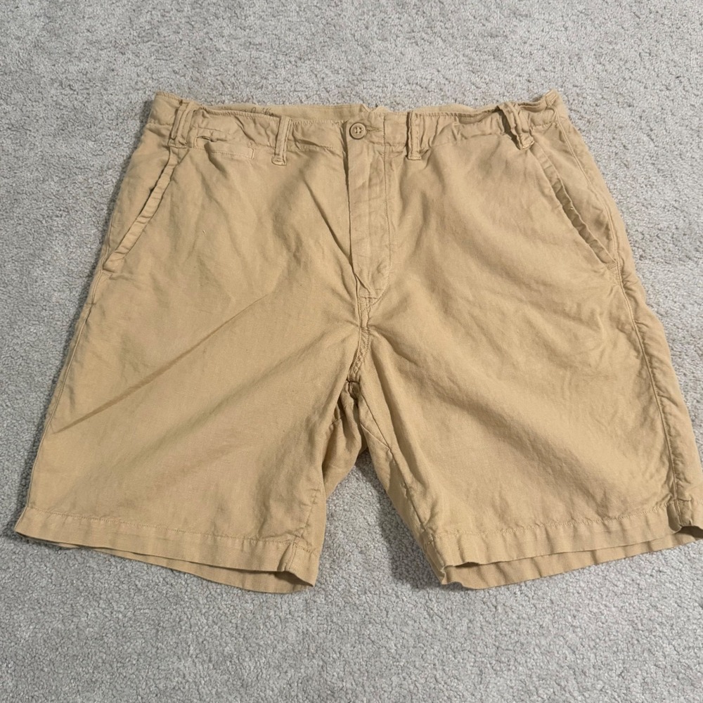 Polo Ralph Lauren Mens 34 Tan Naval Tailors Maritime Linen Cotton Shorts